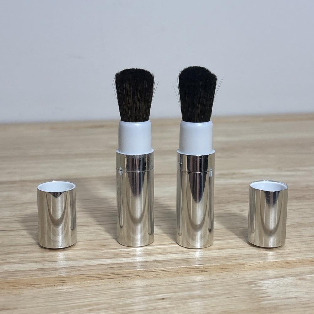 New Clinique Twist-Up Face Powder Blush Brush Makeup Travel Cosmetic Lot Of 2
